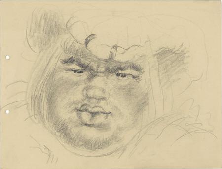 Study of a giant's face for an illustration from François Rabelais' Gargantua and Pantagruel