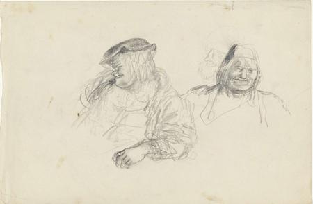 Caricature study of two men, half-length, for an illustration from François Rabelais' Gargantua and Pantagruel