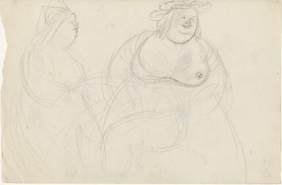 Study of a giantess, front and side, for an illustration from François Rabelais' Gargantua and Pantagruel